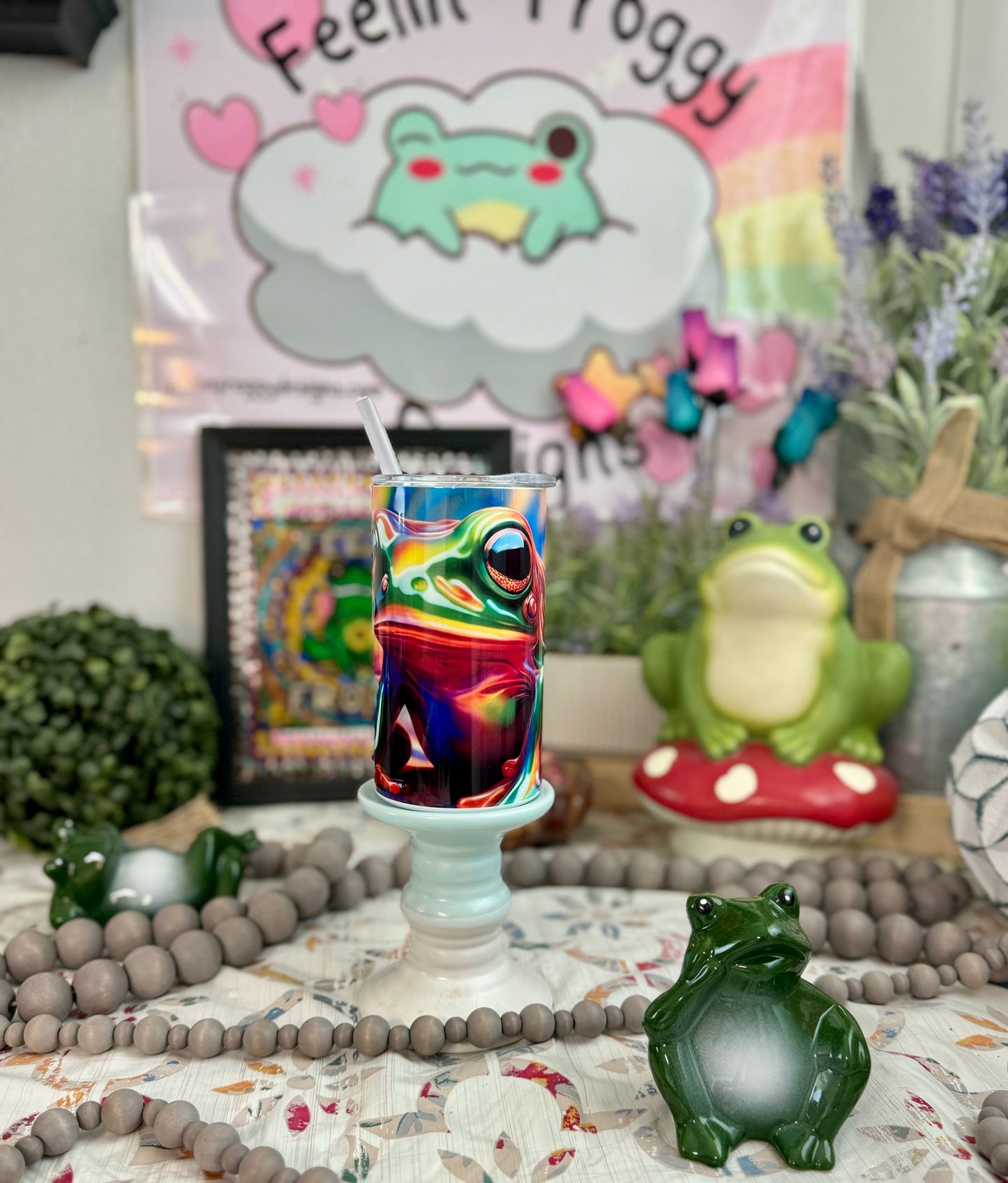 Neon Slick Frog Tumbler