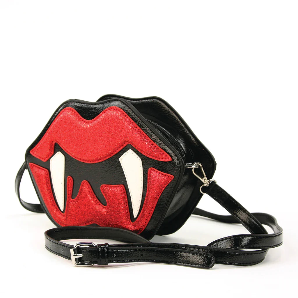 Vampire Mouth Cross Body Bag In Vinyl Material