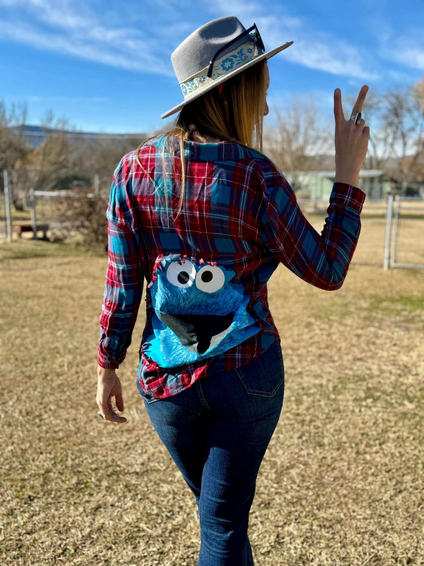 Cookie Monster Flannel (Medium)