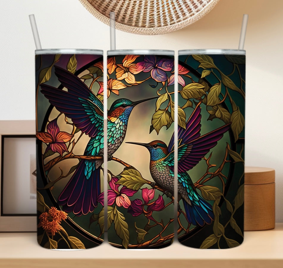 Stained Glass Hummingbirds Tumbler