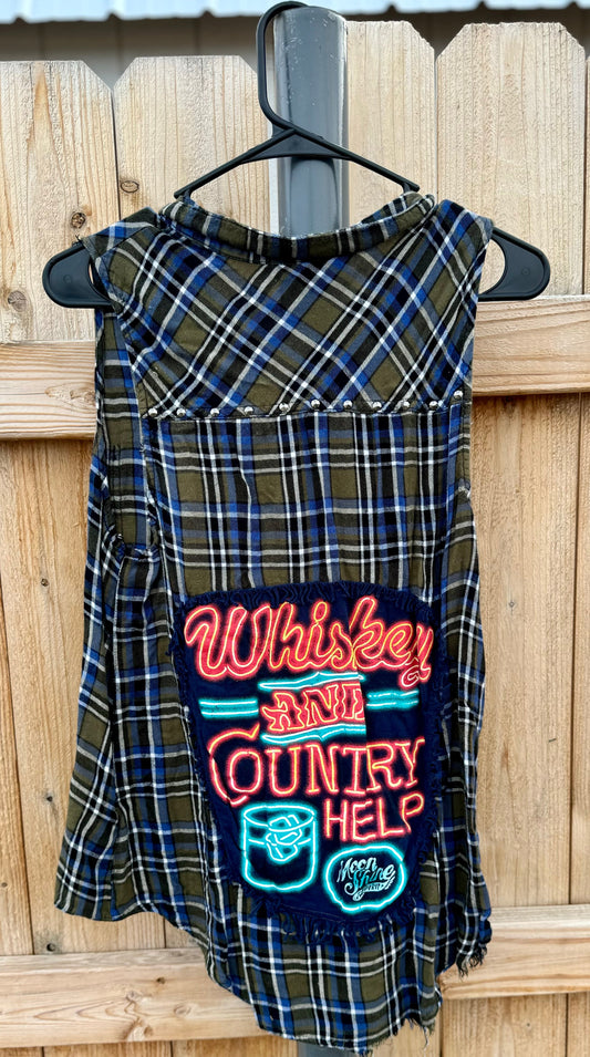 Whiskey & Country Help Flannel Tank (L)