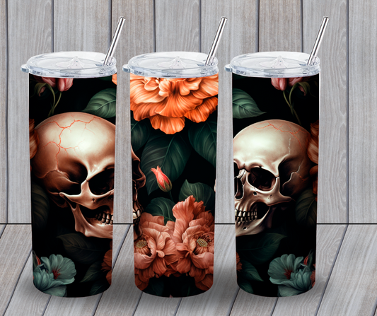 Floral Skull Tumbler