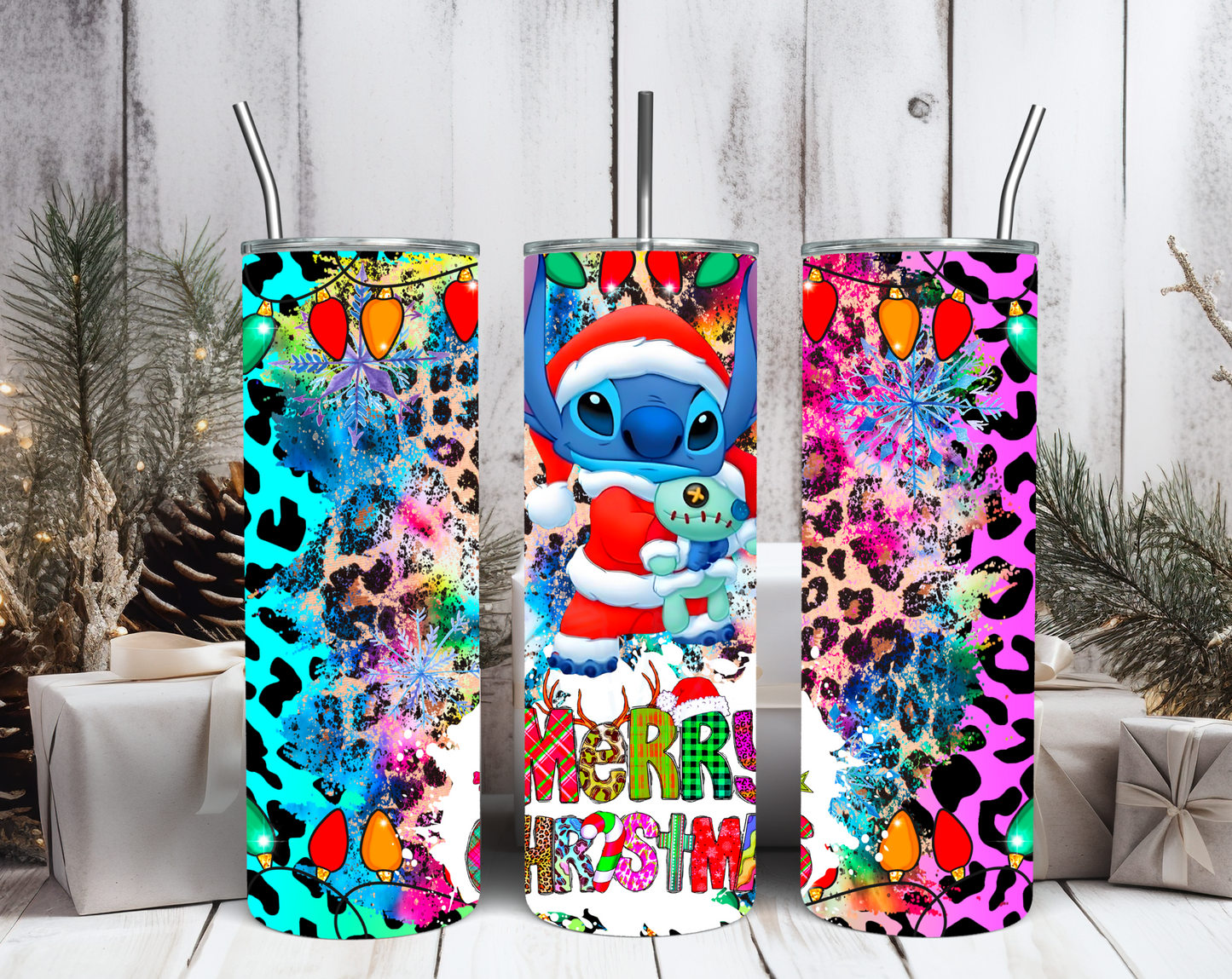 Neon Christmas Character Tumblers