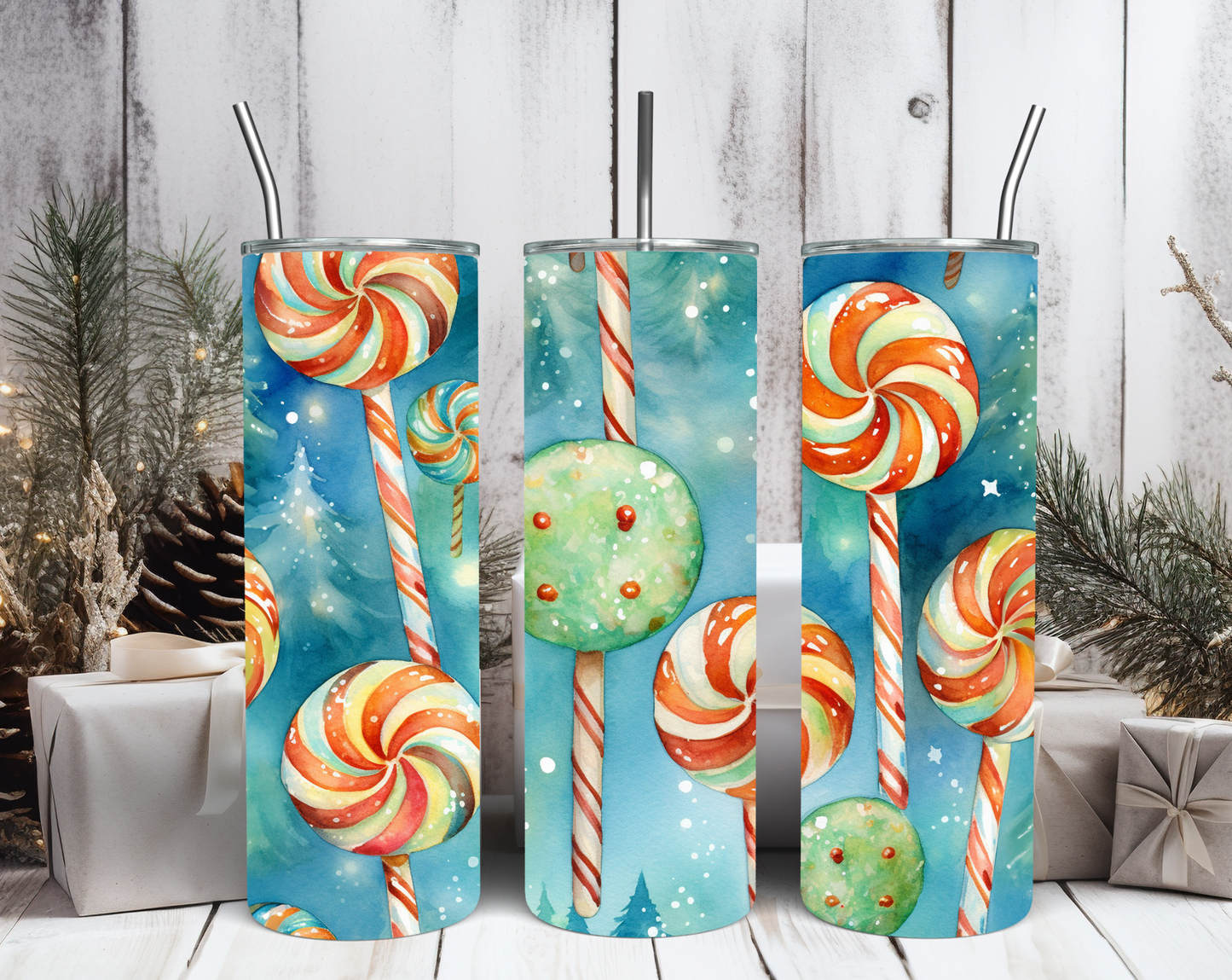 Christmas Watercolour Tumblers