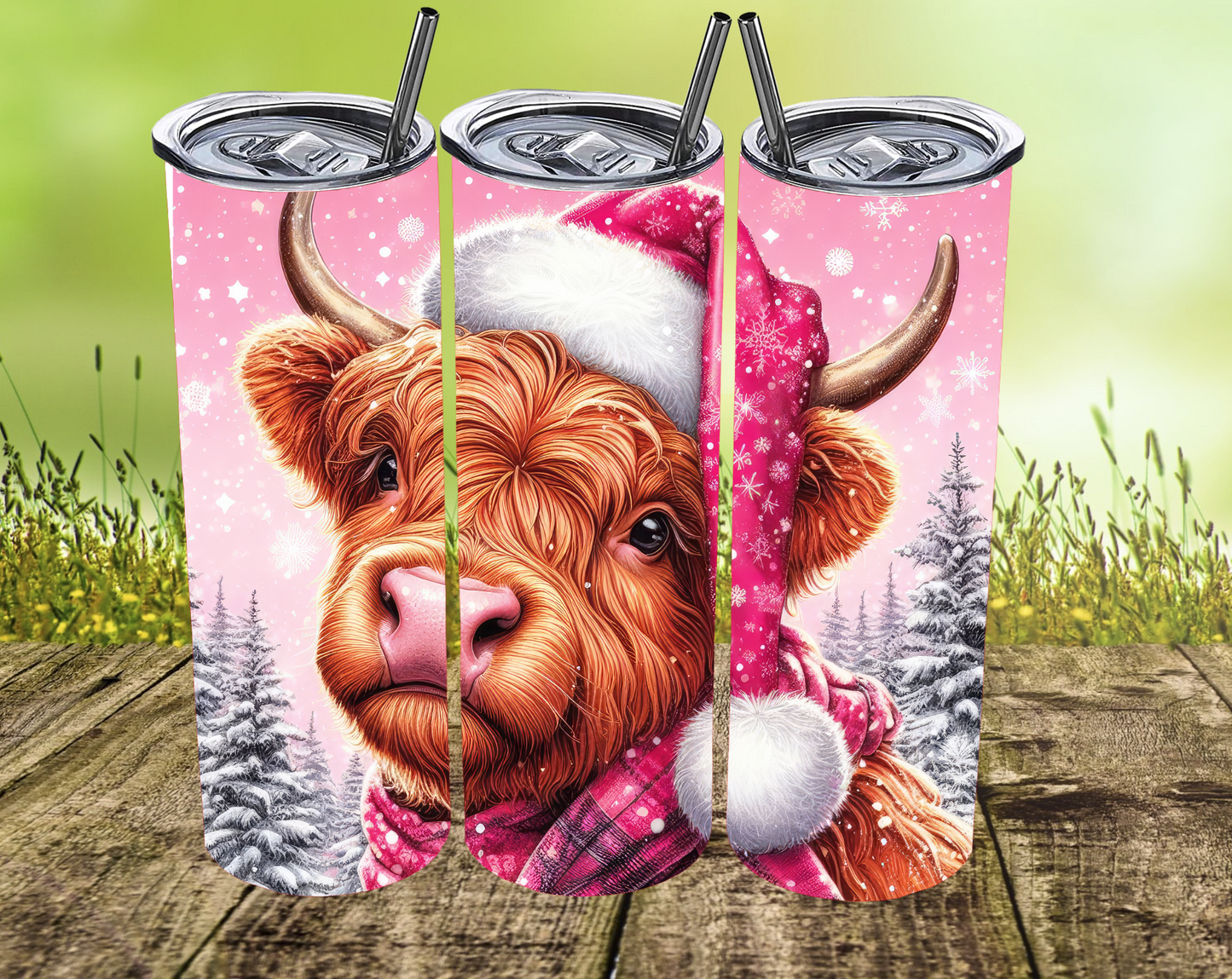 Christmas Highland Cow Tumbler