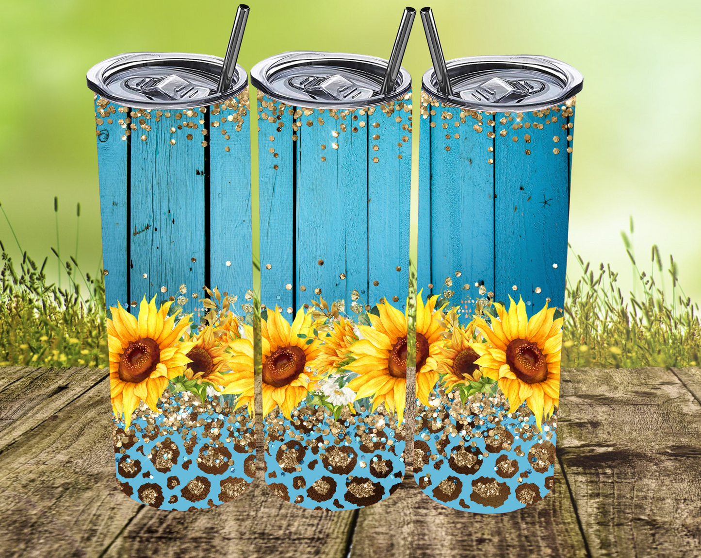 Teal Sunflower Tumbler